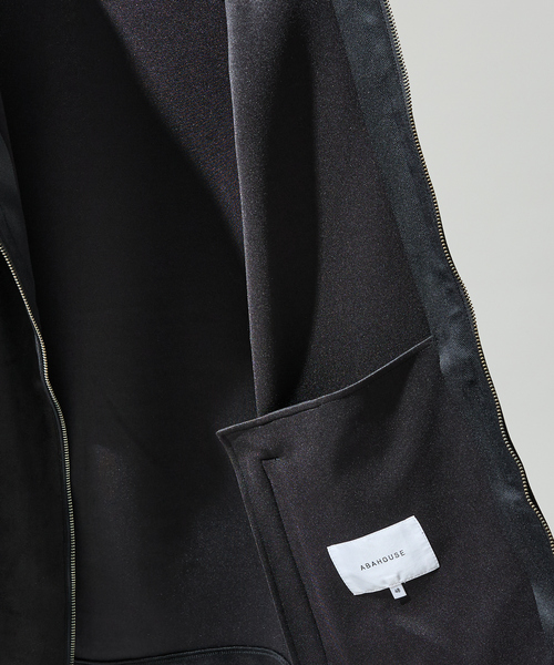 ABAHOUSE（アバハウス）の「【セットアップ対応】ネオスエード ライダースジャケット / ダンボールニット（ブルゾン・メンズ・ブラック/ライトグレー・46/44/48）」の3枚目の写真