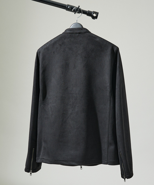 ABAHOUSE（アバハウス）の「【セットアップ対応】ネオスエード ライダースジャケット / ダンボールニット（ブルゾン・メンズ・ブラック/ライトグレー・46/44/48）」の4枚目の写真