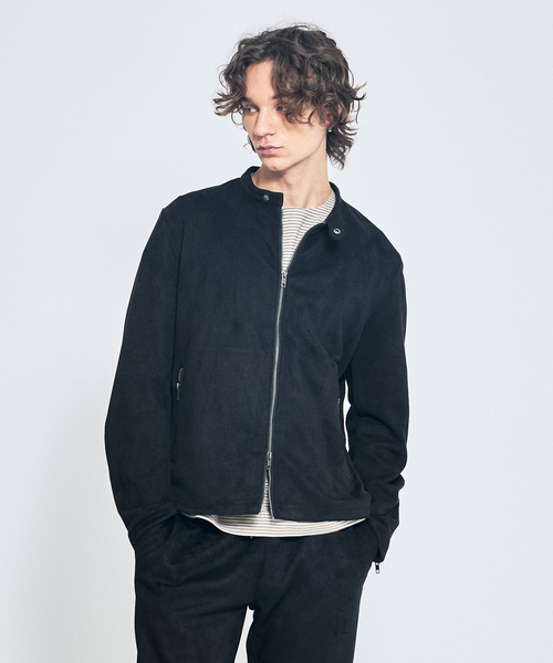 ABAHOUSE（アバハウス）の「【セットアップ対応】ネオスエード ライダースジャケット / ダンボールニット（ブルゾン・メンズ・ブラック/ライトグレー・46/44/48）」の6枚目の写真