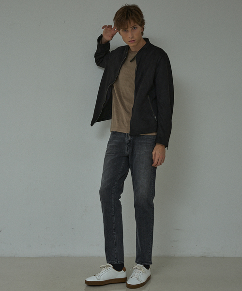 ABAHOUSE（アバハウス）の「【セットアップ対応】ネオスエード ライダースジャケット / ダンボールニット（ブルゾン・メンズ・ブラック/ライトグレー・46/44/48）」の9枚目の写真