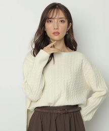 【新品】アプワイザーリッシェ　チュールコンビベアノースリニット　ピンク 新品】アプワイザーリッシェ チュールコンビベアノースリニット