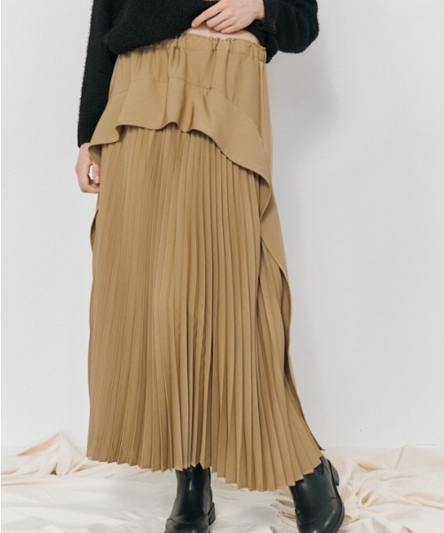 Muel Chic(ミュエルシック)の「Louis pleats skirt ルイスプリーツスカート(スカート・レディース・オフホワイト/ブラック/ベージュ・FREE)」の1枚目の写真