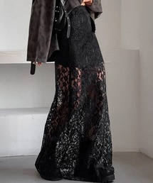 Forcement（フォースメント）の「透け感のあるボリュームレース春レイヤード調シアーロングスカート（スカート）」