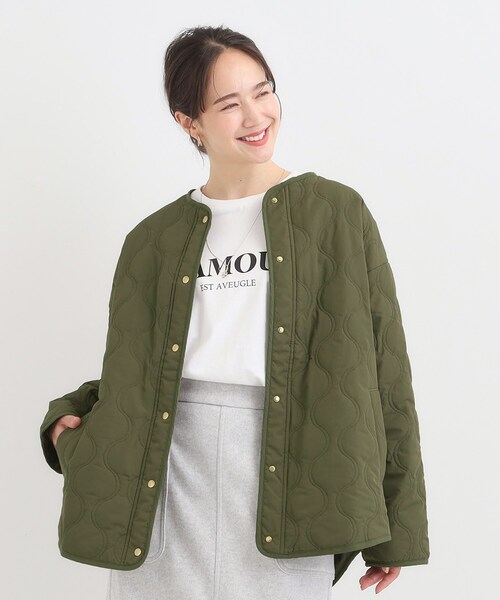 DRESKIP（ドレスキップ）の「【高レビュー/洗濯機可/撥水】大人のための キルトオーバーブルゾン（ブルゾン・レディース・ベージュ/ブラック/カーキ・01/02/03/04）」の8枚目の写真