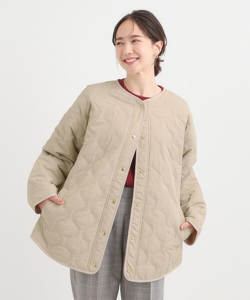 DRESKIP（ドレスキップ）の「【高レビュー/洗濯機可/撥水】大人のための キルトオーバーブルゾン（ブルゾン・レディース・ベージュ/ブラック/カーキ・01/02/03/04）」の12枚目の写真