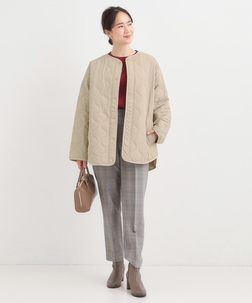 DRESKIP（ドレスキップ）の「【高レビュー/洗濯機可/撥水】大人のための キルトオーバーブルゾン（ブルゾン・レディース・ベージュ/ブラック/カーキ・01/02/03/04）」の14枚目の写真