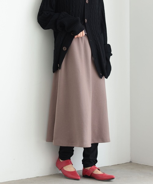 n'OrLABEL(ノアールレーベル)の「リブレギンスドッキング裏起毛スカート(スカート・レディース・モカ/ブラック/杢グレー・2/1)」の1枚目の写真