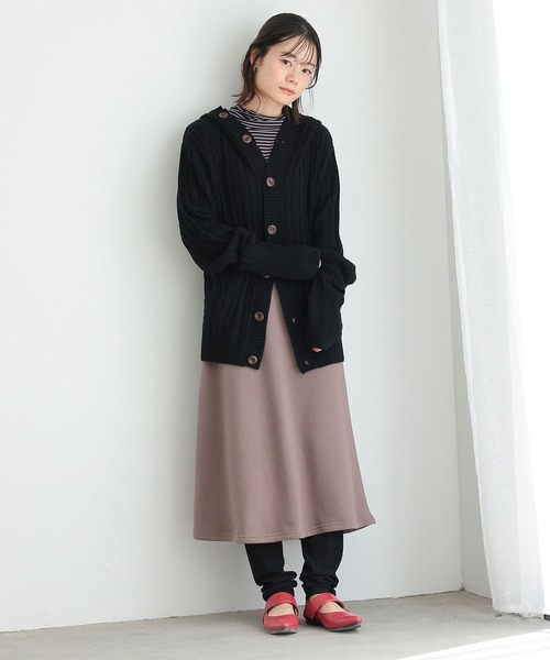 n'OrLABEL(ノアールレーベル)の「リブレギンスドッキング裏起毛スカート(スカート・レディース・モカ/ブラック/杢グレー・2/1)」の7枚目の写真