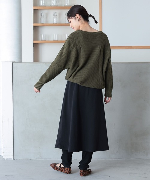 n'OrLABEL(ノアールレーベル)の「リブレギンスドッキング裏起毛スカート(スカート・レディース・モカ/ブラック/杢グレー・2/1)」の19枚目の写真
