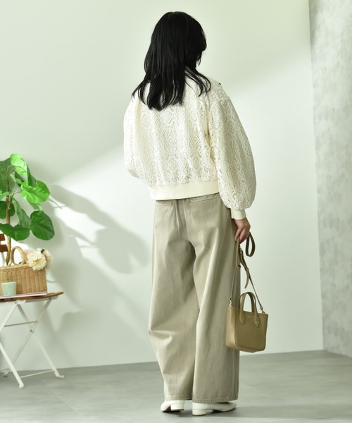 INTERPLANET（インタープラネット）の「パネルレース＊ファイユリバーシブルブルゾン（ブルゾン・レディース・アイボリー/ブラック・FREE）」の9枚目の写真