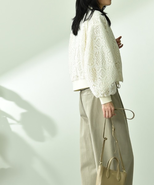 INTERPLANET（インタープラネット）の「パネルレース＊ファイユリバーシブルブルゾン（ブルゾン・レディース・アイボリー/ブラック・FREE）」の10枚目の写真