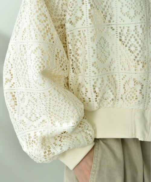 INTERPLANET（インタープラネット）の「パネルレース＊ファイユリバーシブルブルゾン（ブルゾン・レディース・アイボリー/ブラック・FREE）」の15枚目の写真