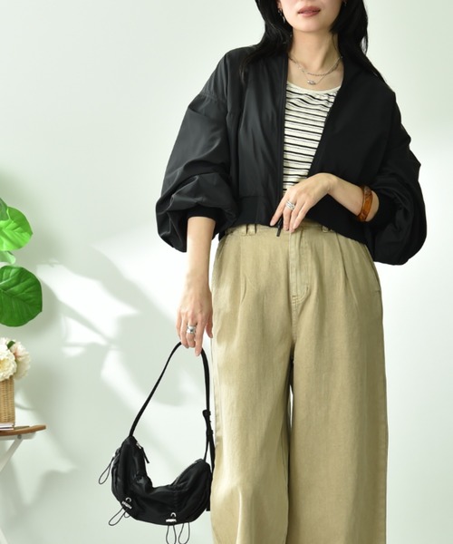 INTERPLANET（インタープラネット）の「パネルレース＊ファイユリバーシブルブルゾン（ブルゾン・レディース・アイボリー/ブラック・FREE）」の19枚目の写真