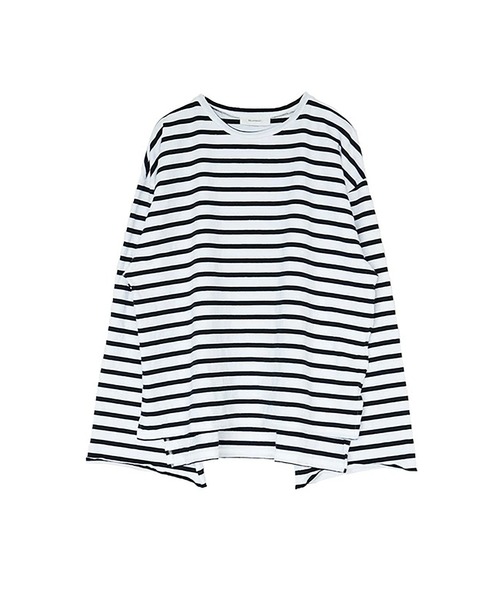 SOLAMONAT(ソラモナ)の「パフ天竺ボーダー ワイドスリーブ ロンT(Tシャツ/カットソー・レディース・ホワイト×ブラック/ホワイト×グレー/ブラック×ホワイト・FREE)」の7枚目の写真