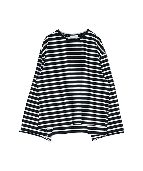 SOLAMONAT(ソラモナ)の「パフ天竺ボーダー ワイドスリーブ ロンT(Tシャツ/カットソー・レディース・ホワイト×ブラック/ホワイト×グレー/ブラック×ホワイト・FREE)」の9枚目の写真