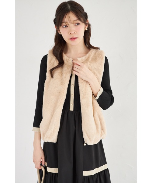 エコファーベスト　パール ZOZO限定】パールジップエコファーベスト（ベスト）｜tocco closet