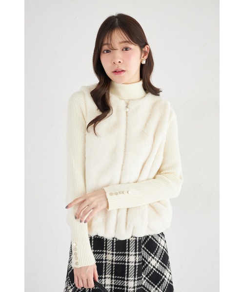 ZOZO限定】パールジップエコファーベスト（ベスト）｜tocco closet