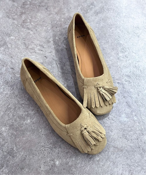 enchanted(エンチャンテッド)の「《APOM》本革キルトタッセルフラットシューズ(モカシン/デッキシューズ・レディース・ダークブラウン/ベージュ/キャメル/ブラック・35/36/37/38/39/40/41)」の5枚目の写真