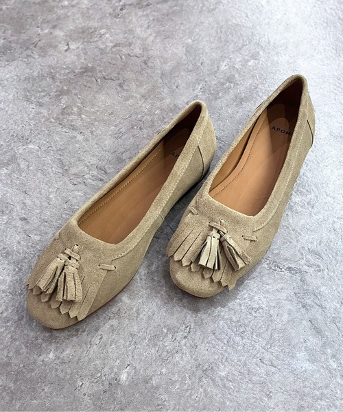 enchanted(エンチャンテッド)の「《APOM》本革キルトタッセルフラットシューズ(モカシン/デッキシューズ・レディース・ダークブラウン/ベージュ/キャメル/ブラック・35/36/37/38/39/40/41)」の6枚目の写真