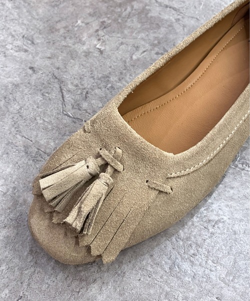 enchanted(エンチャンテッド)の「《APOM》本革キルトタッセルフラットシューズ(モカシン/デッキシューズ・レディース・ダークブラウン/ベージュ/キャメル/ブラック・35/36/37/38/39/40/41)」の7枚目の写真