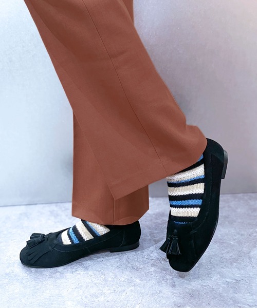 enchanted(エンチャンテッド)の「《APOM》本革キルトタッセルフラットシューズ(モカシン/デッキシューズ・レディース・ダークブラウン/ベージュ/キャメル/ブラック・35/36/37/38/39/40/41)」の9枚目の写真