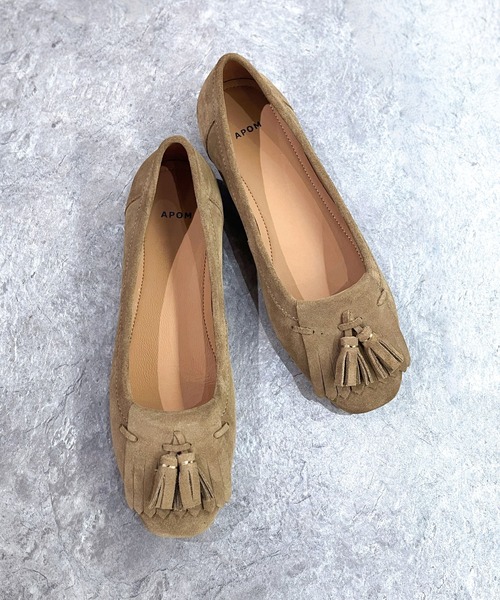 enchanted(エンチャンテッド)の「《APOM》本革キルトタッセルフラットシューズ(モカシン/デッキシューズ・レディース・ダークブラウン/ベージュ/キャメル/ブラック・35/36/37/38/39/40/41)」の15枚目の写真