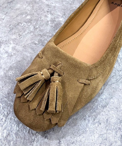 enchanted(エンチャンテッド)の「《APOM》本革キルトタッセルフラットシューズ(モカシン/デッキシューズ・レディース・ダークブラウン/ベージュ/キャメル/ブラック・35/36/37/38/39/40/41)」の17枚目の写真