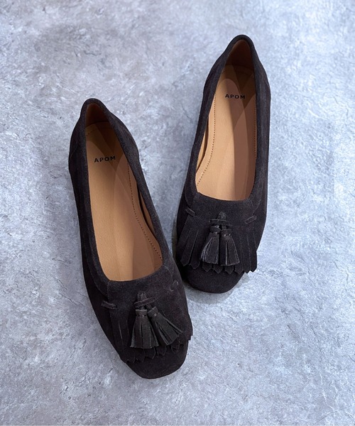 enchanted(エンチャンテッド)の「《APOM》本革キルトタッセルフラットシューズ(モカシン/デッキシューズ・レディース・ダークブラウン/ベージュ/キャメル/ブラック・35/36/37/38/39/40/41)」の18枚目の写真