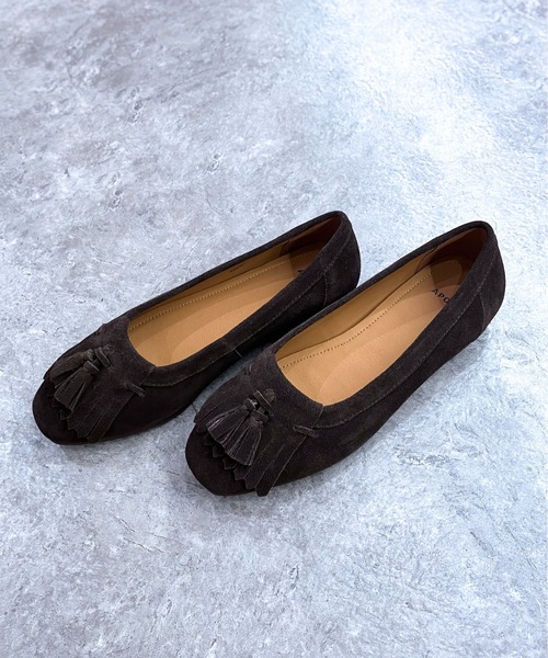 enchanted(エンチャンテッド)の「《APOM》本革キルトタッセルフラットシューズ(モカシン/デッキシューズ・レディース・ダークブラウン/ベージュ/キャメル/ブラック・35/36/37/38/39/40/41)」の19枚目の写真