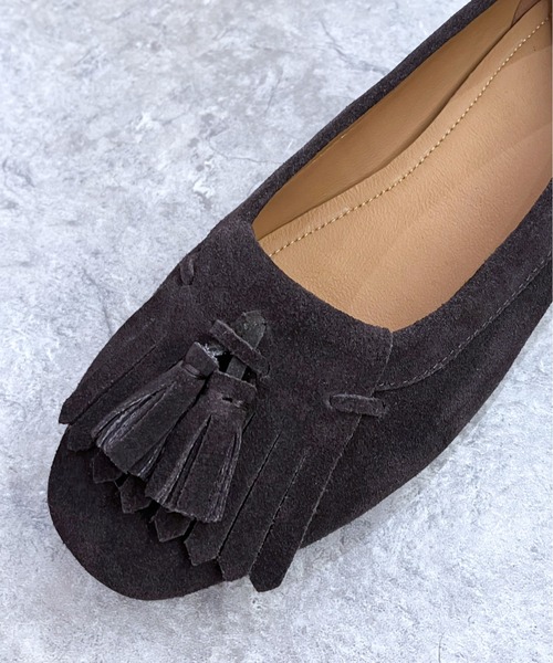 enchanted(エンチャンテッド)の「《APOM》本革キルトタッセルフラットシューズ(モカシン/デッキシューズ・レディース・ダークブラウン/ベージュ/キャメル/ブラック・35/36/37/38/39/40/41)」の20枚目の写真