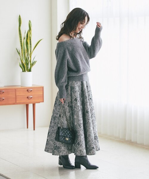 花柄ジャガードスカート ラブティックボンボン 花柄ジャガードスカート ラブティックボンボン セール】【お上品