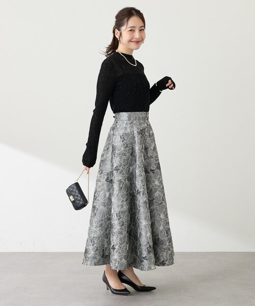 La boutique BonBon(ラブティックボンボン)の「【BonBonガールズセレクト・最強映えスカート】お花柄ジャガードスカート(スカート・レディース・グレー/サックスブルー/ライトベージュ・36/38)」の19枚目の写真