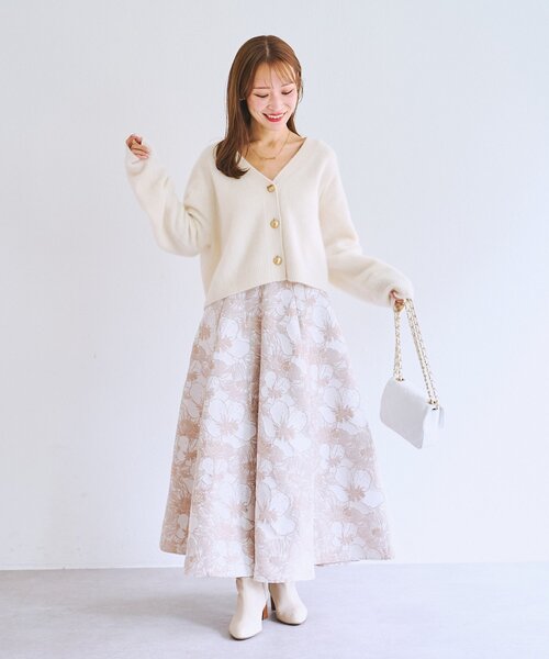 La boutique BonBon 【最強着映え】お花ジャガードスカート La boutique Bonbon（ラブティックボンボン） スカート 「今すぐお届け