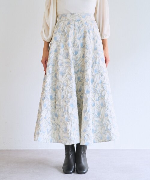 美品 ラブティックボンボン 花柄ジャガードスカート ピンク Ꮇサイズ La boutique Bonbon（ラブティックボンボン） スカート 「お上品