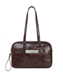 CRYSTAL LEATHER BOSTON BAG_RED BROWN