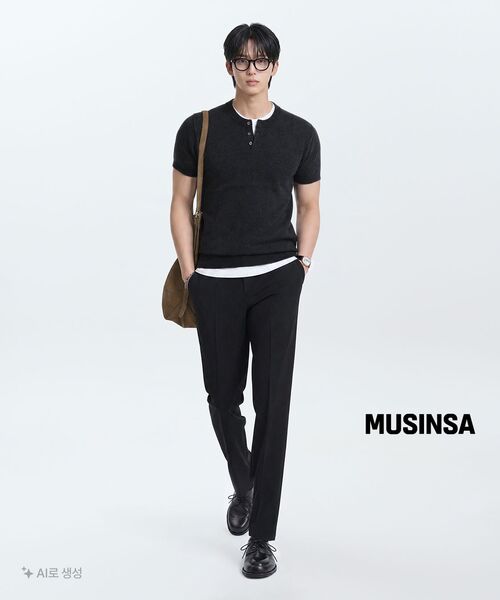 MUSINSA STANDARD（ムシンサスタンダード）の「セミワイドヒドンバンディングスラックス[ブラック]（スラックス・メンズ・その他・28/27/26/42/38/36/34/33/32/31/30/29/40）」の9枚目の写真