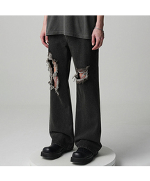 AVANDRESS（アバンドレス ）の「Minimal Bootscut Destroyed Denim Pants BLACK（デニムパンツ）」