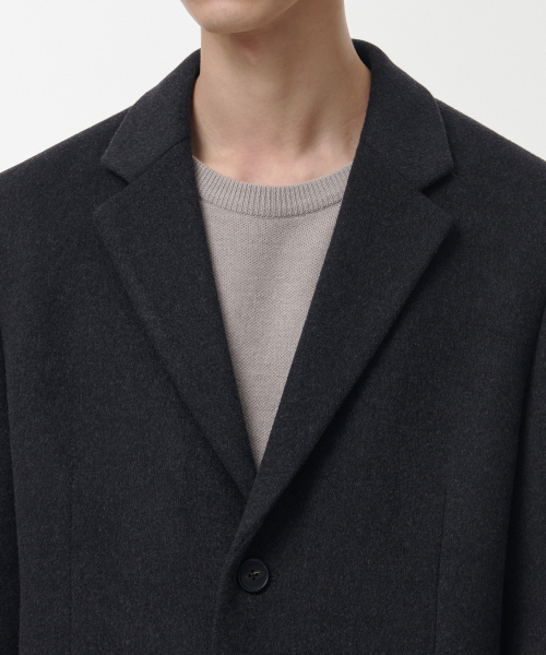 MUSINSA STANDARD(ムシンサスタンダード)の「カシミアブレンドパパショルダーシングルロングコート【チャコールグレー】(チェスターコート・メンズ・その他・MEDIUM/LARGE/X-LARGE/XX-LARGE)」の14枚目の写真