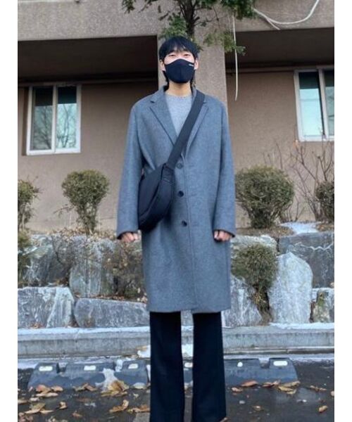 MUSINSA STANDARD(ムシンサスタンダード)の「カシミアブレンドパパショルダーシングルロングコート【チャコールグレー】(チェスターコート・メンズ・その他・MEDIUM/LARGE/X-LARGE/XX-LARGE)」の6枚目の写真