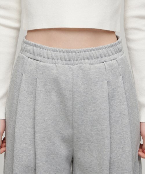 MUSINSA STANDARD WOMAN（ムシンサスタンダードウーマン）の「ウィメンズダブルニットツーピンタックワイドラウンジスウェットパンツ[ミディアムグレー]（スウェットパンツ・レディース・その他・SMALL/MEDIUM/LARGE/X-SMALL）」の6枚目の写真