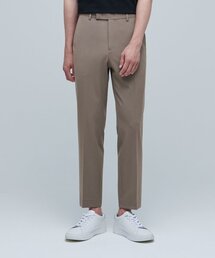 軽量リラックステーパード隠しバンディングクロップドスラックス[ダスティベージュ]