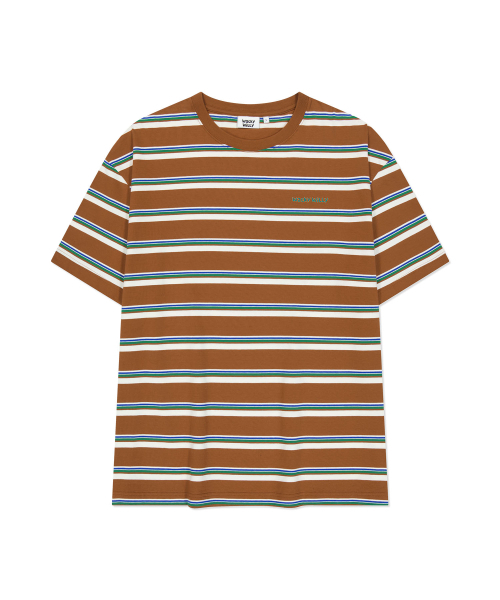 Wacky WiLLy(ワッキーウィリー)の「マルチストライプ半袖Tシャツブラウン(Tシャツ/カットソー・レディース・その他・LARGE/X-LARGE/SMALL/MEDIUM)」の1枚目の写真