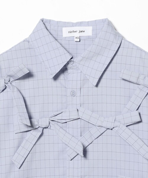 Sister Jane(シスタージェーン)の「Sister Jane / Jules Check Bows Shirt(シャツ/ブラウス・レディース・サックスブルー・X-SMALL)」の3枚目の写真