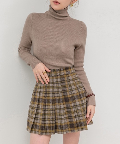 DAY CLOSET(デイ クローゼット)の「【大きいサイズ有/インパン付き】韓国っぽウールライクハイウエストミニプリーツスカート/スカパン レディース(スカート・レディース・ベージュ/グレー/レッド/ブラウン・2XL/XL/S/M/L)」の6枚目の写真