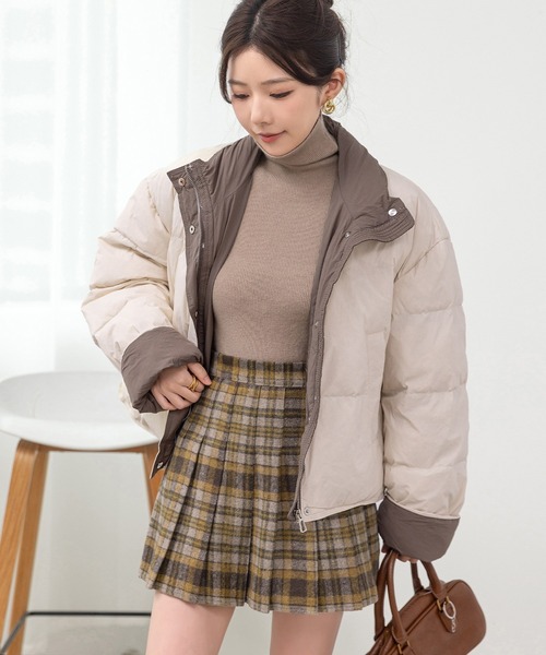DAY CLOSET(デイ クローゼット)の「【大きいサイズ有/インパン付き】韓国っぽウールライクハイウエストミニプリーツスカート/スカパン レディース(スカート・レディース・ベージュ/グレー/レッド/ブラウン・2XL/XL/S/M/L)」の7枚目の写真
