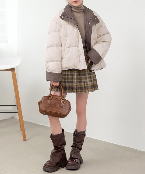 DAY CLOSET(デイ クローゼット)の「【大きいサイズ有/インパン付き】韓国っぽウールライクハイウエストミニプリーツスカート/スカパン レディース(スカート・レディース・ベージュ/グレー/レッド/ブラウン・2XL/XL/S/M/L)」の10枚目の写真
