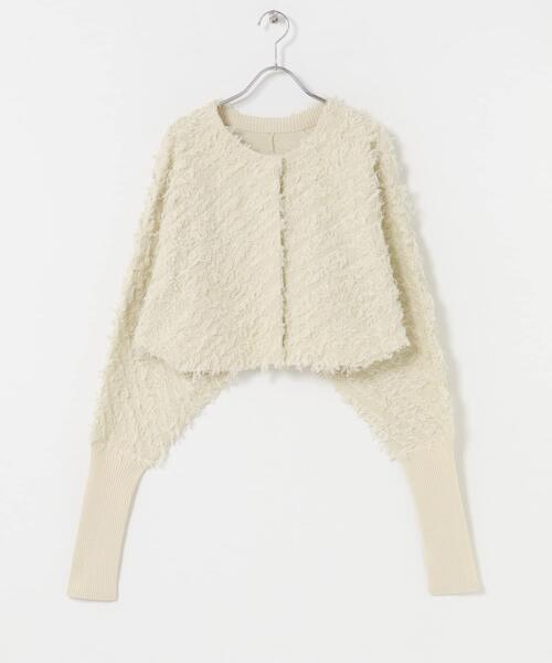 KBF（ケイビーエフ）の「2WAYフリンジカーディガン（カーディガン/ボレロ・レディース・ベージュ系その他/ブラック/アイボリー・ONE）」の10枚目の写真