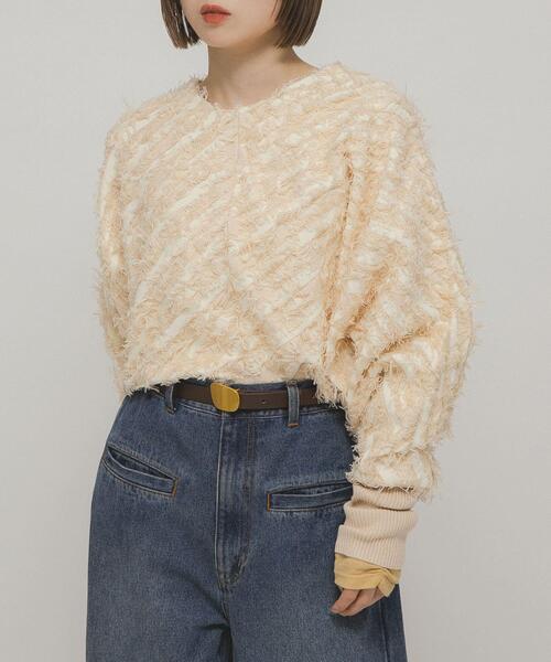 KBF（ケイビーエフ）の「2WAYフリンジカーディガン（カーディガン/ボレロ・レディース・ベージュ系その他/ブラック/アイボリー・ONE）」の12枚目の写真