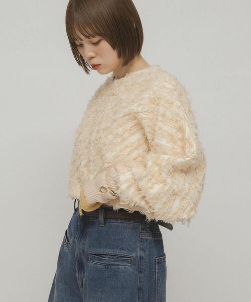 KBF（ケイビーエフ）の「2WAYフリンジカーディガン（カーディガン/ボレロ・レディース・ベージュ系その他/ブラック/アイボリー・ONE）」の13枚目の写真