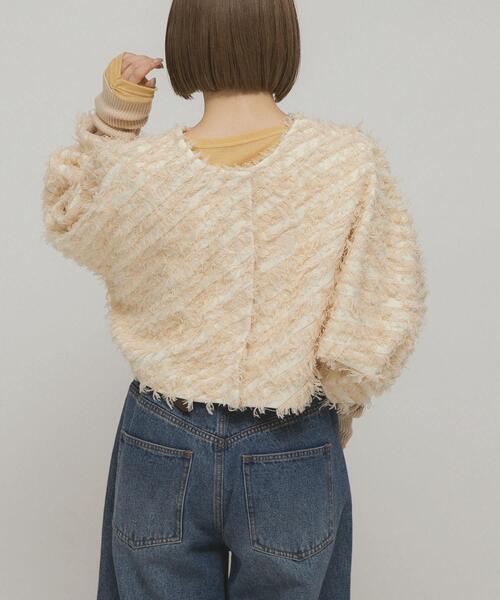 KBF（ケイビーエフ）の「2WAYフリンジカーディガン（カーディガン/ボレロ・レディース・ベージュ系その他/ブラック/アイボリー・ONE）」の15枚目の写真